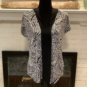#21 Ellen Tracy Abstract Short Sleeve Blouse Size Small